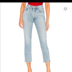 AGOLDE Riley High Rise Straight Crop in Zephyr